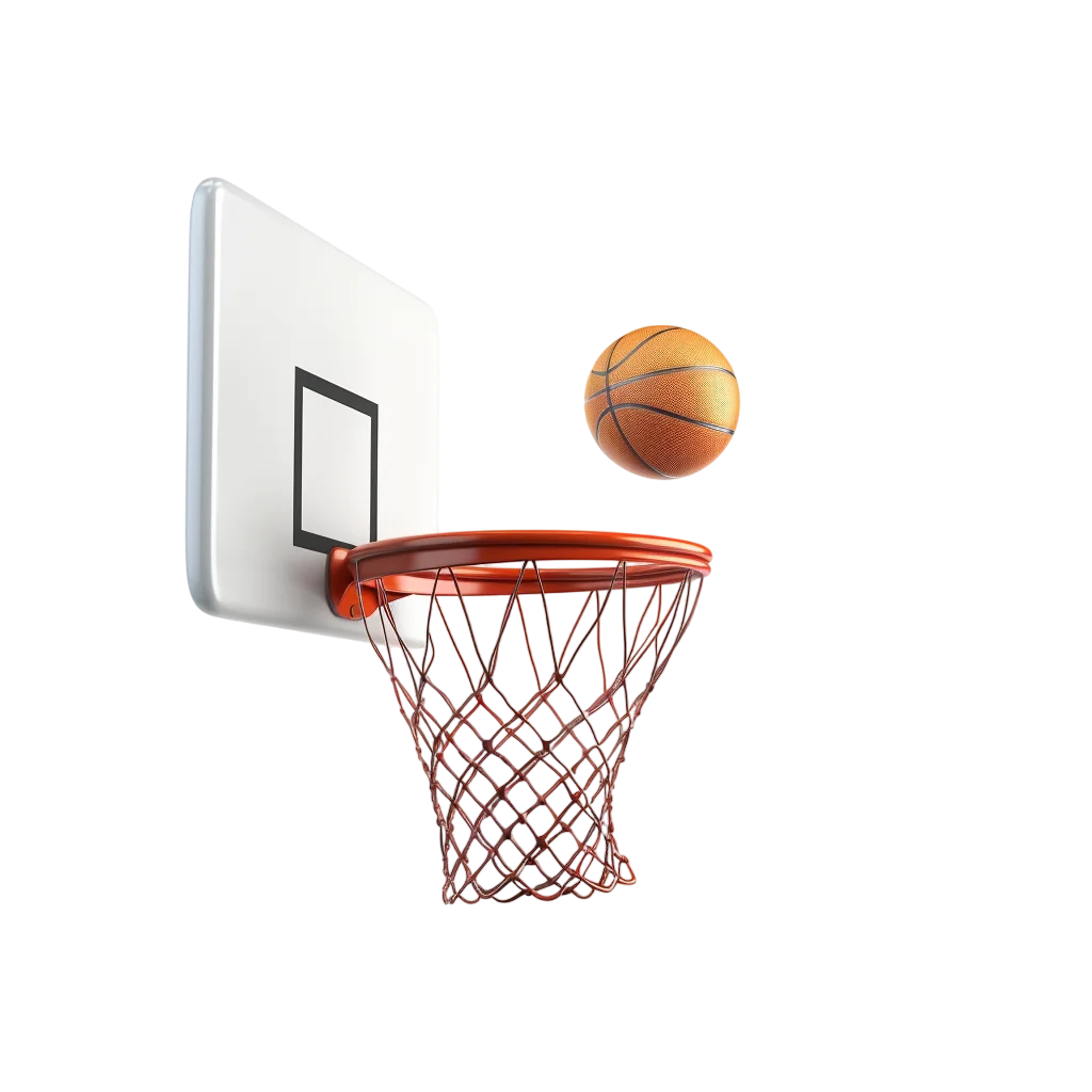 Basketball Hoop and Ball Near the Rim Free PNG