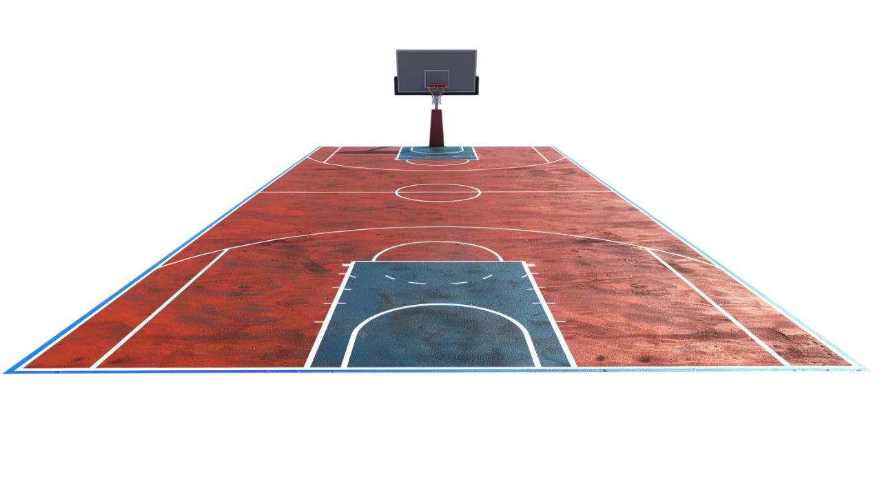 Red Basketball Court and Hoop in Perspective - Free PNG