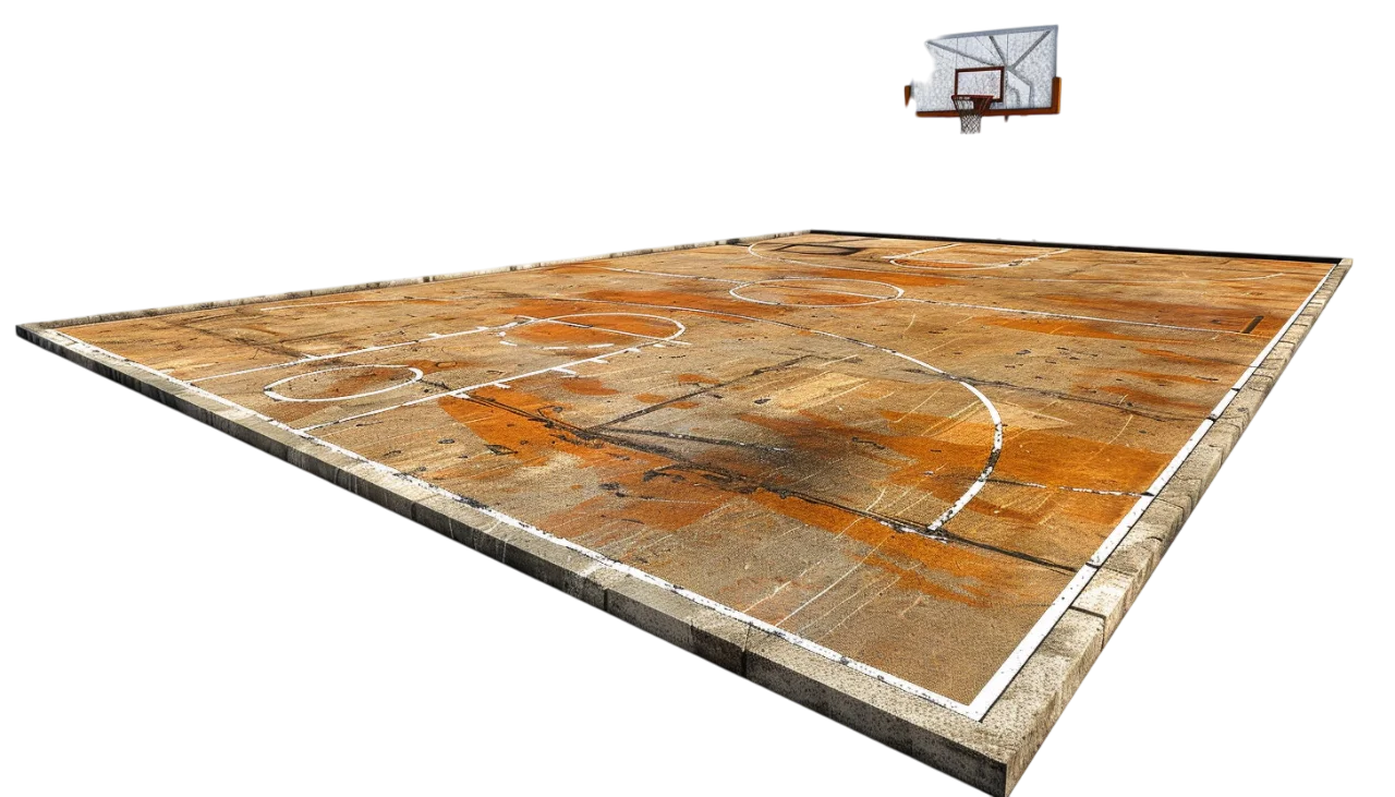 Weathered Basketball Court and Hoop Free PNG