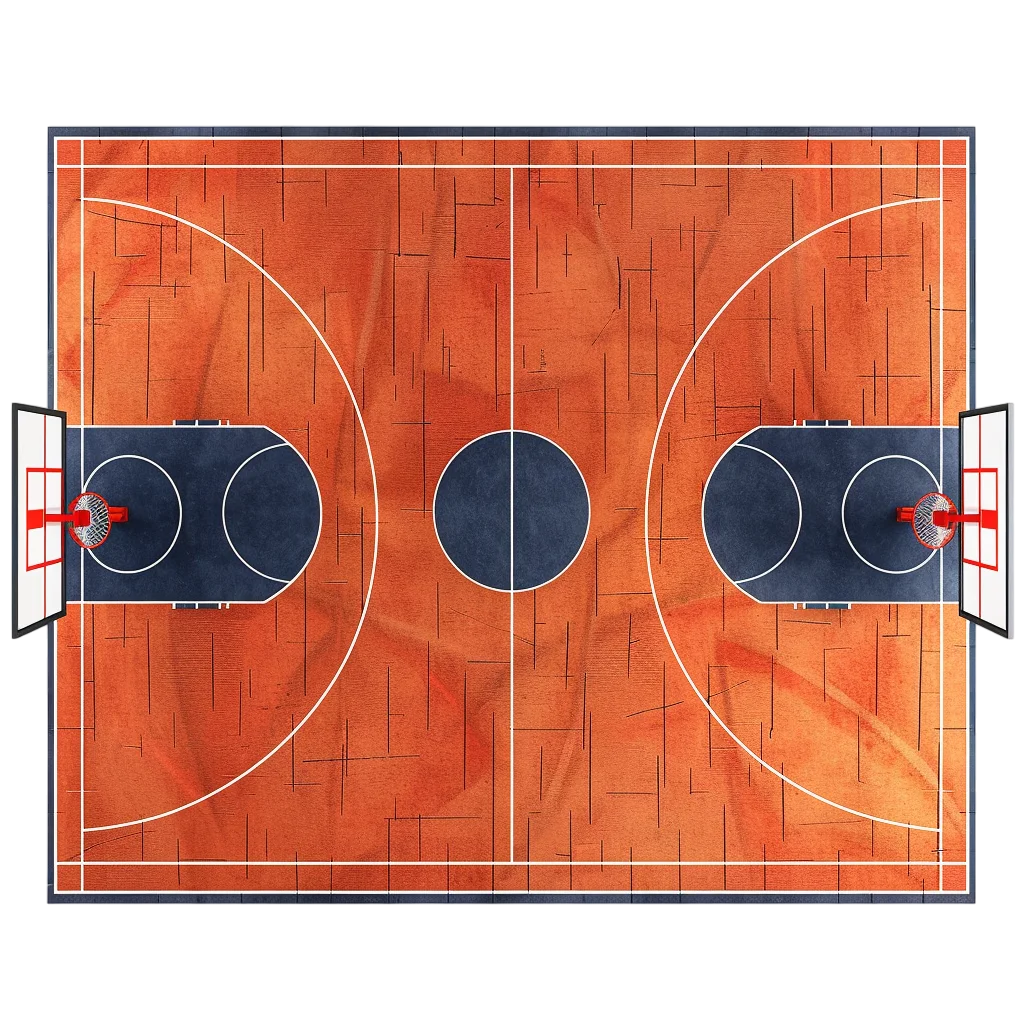 Top-Down Orange Basketball Court with Two Hoops Free PNG