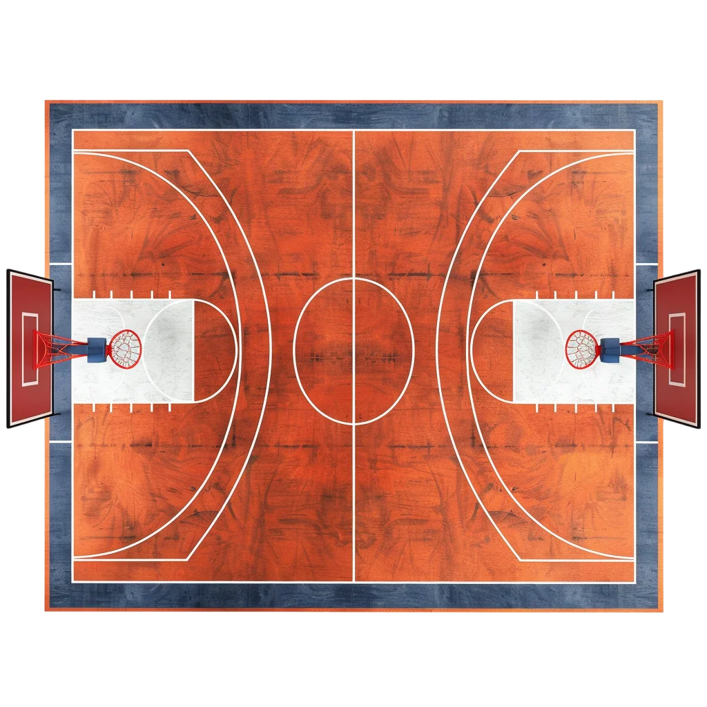 Overhead Orange Basketball Court with Two Hoops Free PNG