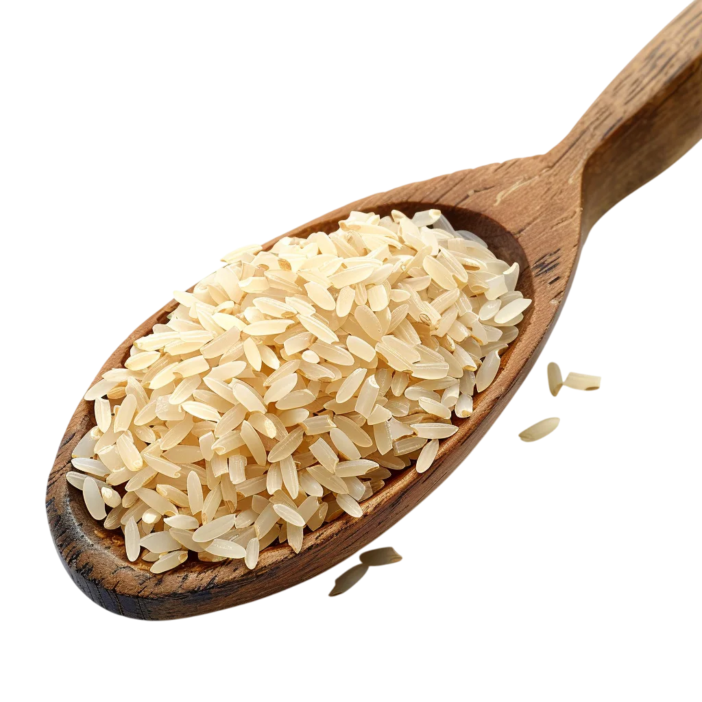 Raw Rice in a Wooden Spoon Free PNG