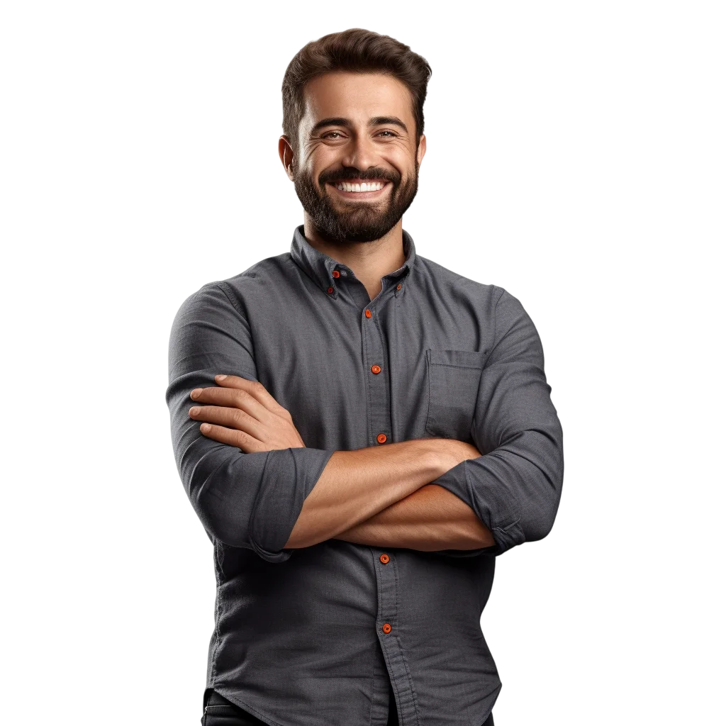 Smiling Bearded Man with Crossed Arms Free PNG