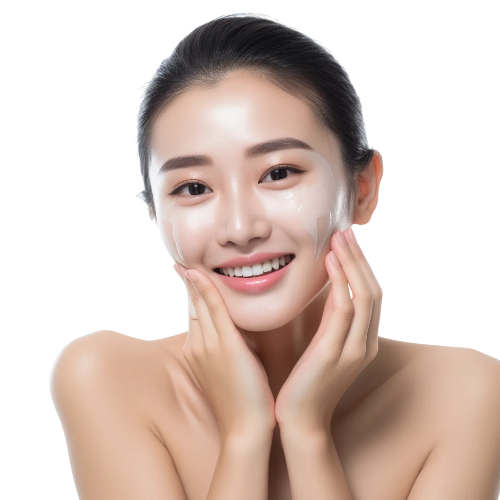 Smiling Woman with Skincare Patches | Free PNG