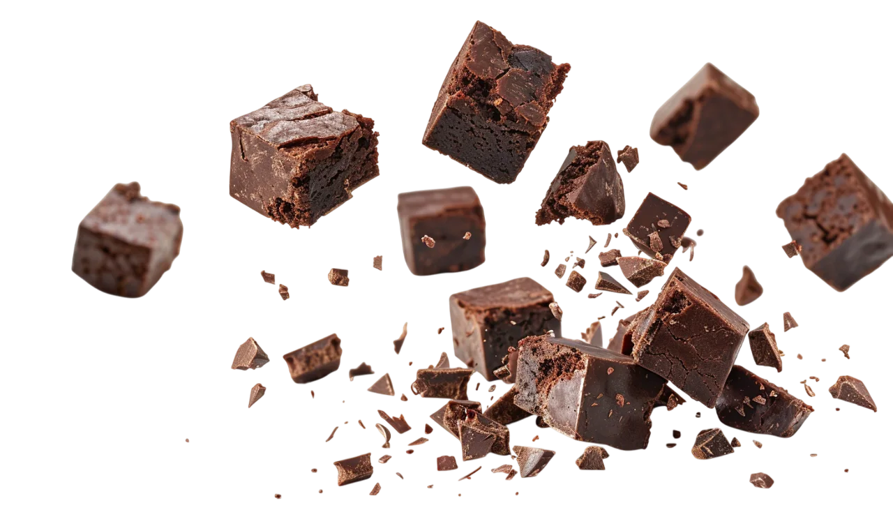 Floating Chocolate Brownie Pieces Free PNG