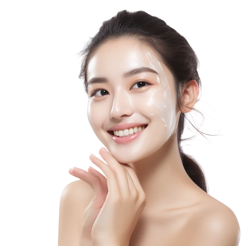 Smiling Woman with Facial Cream – Free PNG