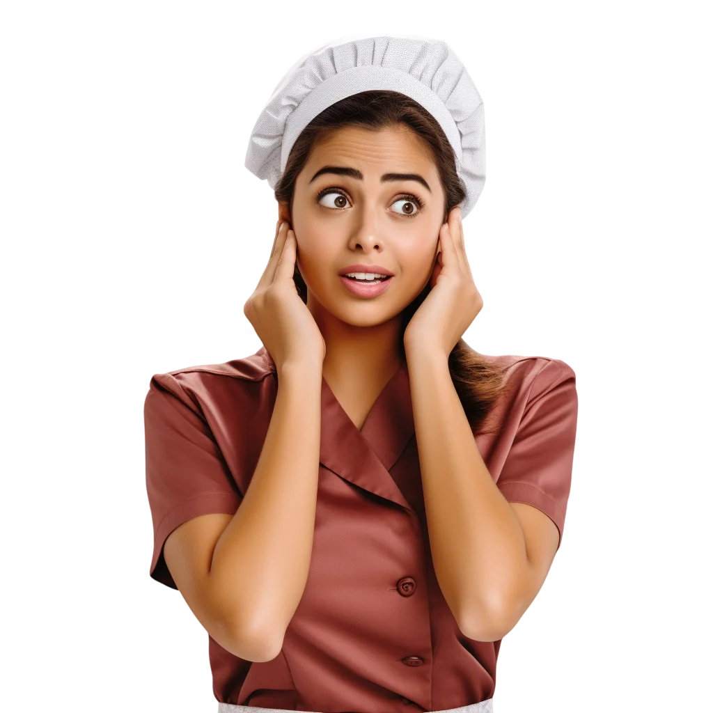Surprised Woman in Chef Hat and Uniform Free PNG