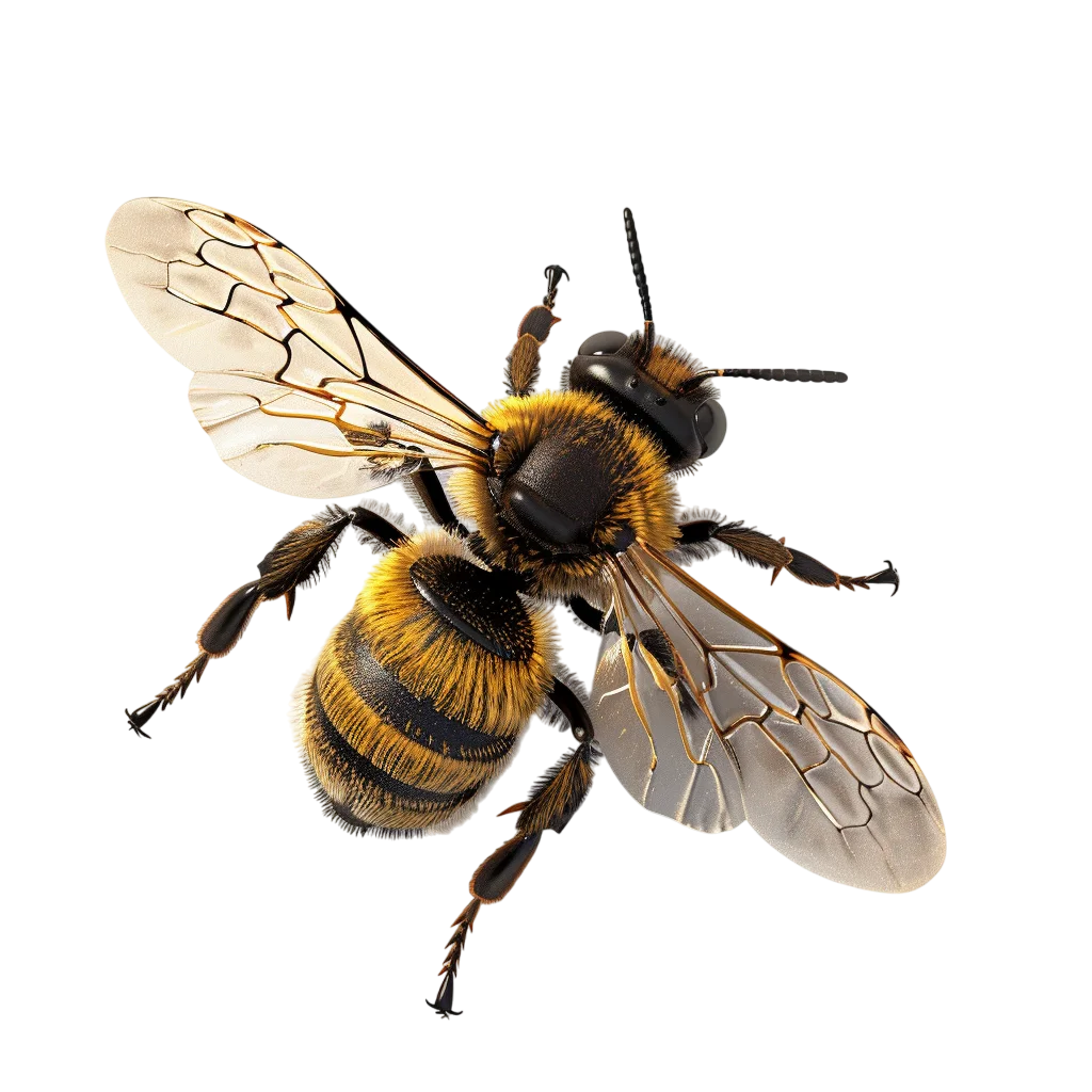Golden and Black Bee with Veined Wings Free PNG