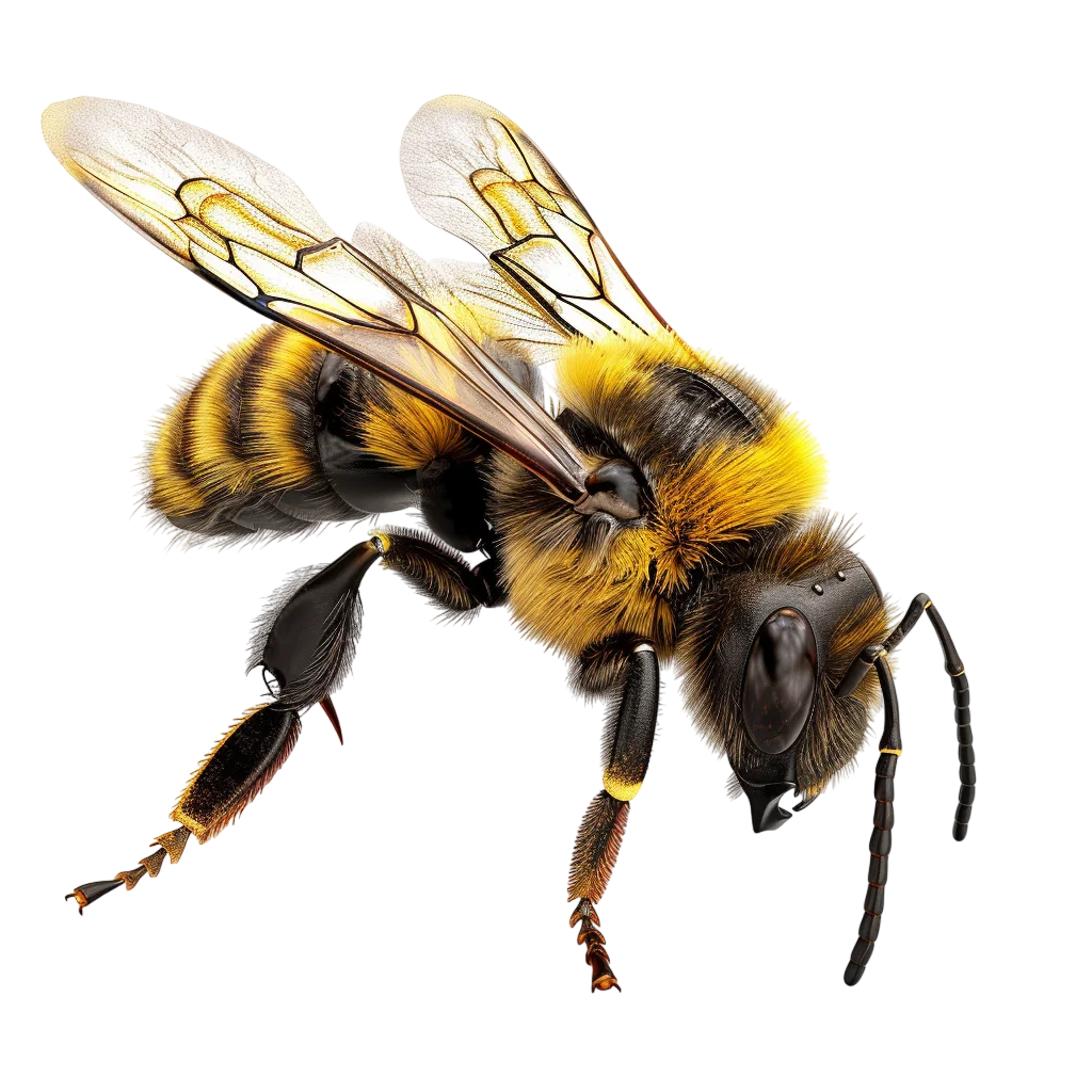 Detailed Yellow and Black Bumblebee with Veined Wings Free PNG