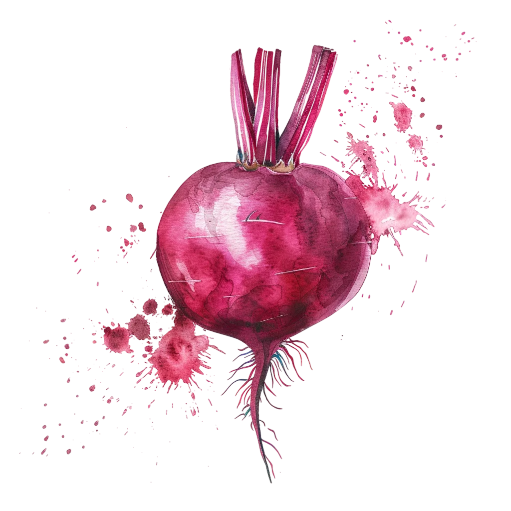 Watercolor Beetroot with Pink Splashes Free PNG