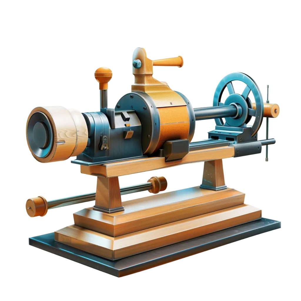 Wood and Teal Mechanical Workshop Machine Free PNG