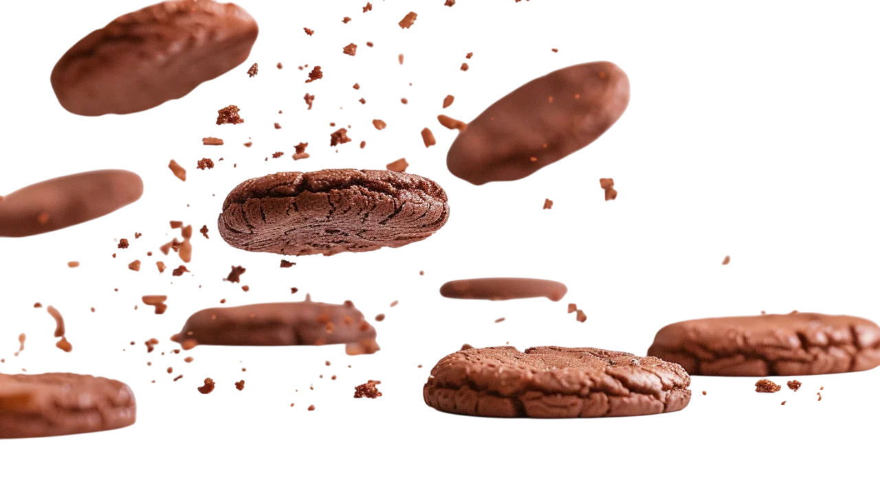 Chocolate Cookies and Crumbs in Motion Free PNG