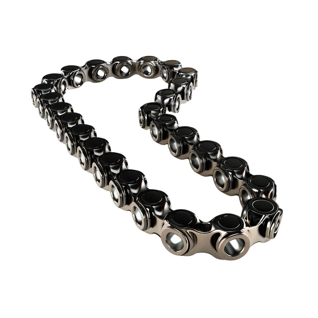 Glossy Silver and Black Linked Chain Free PNG
