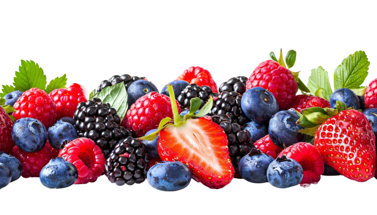 Mixed Berry Border with Strawberries and Blueberries | Free PNG