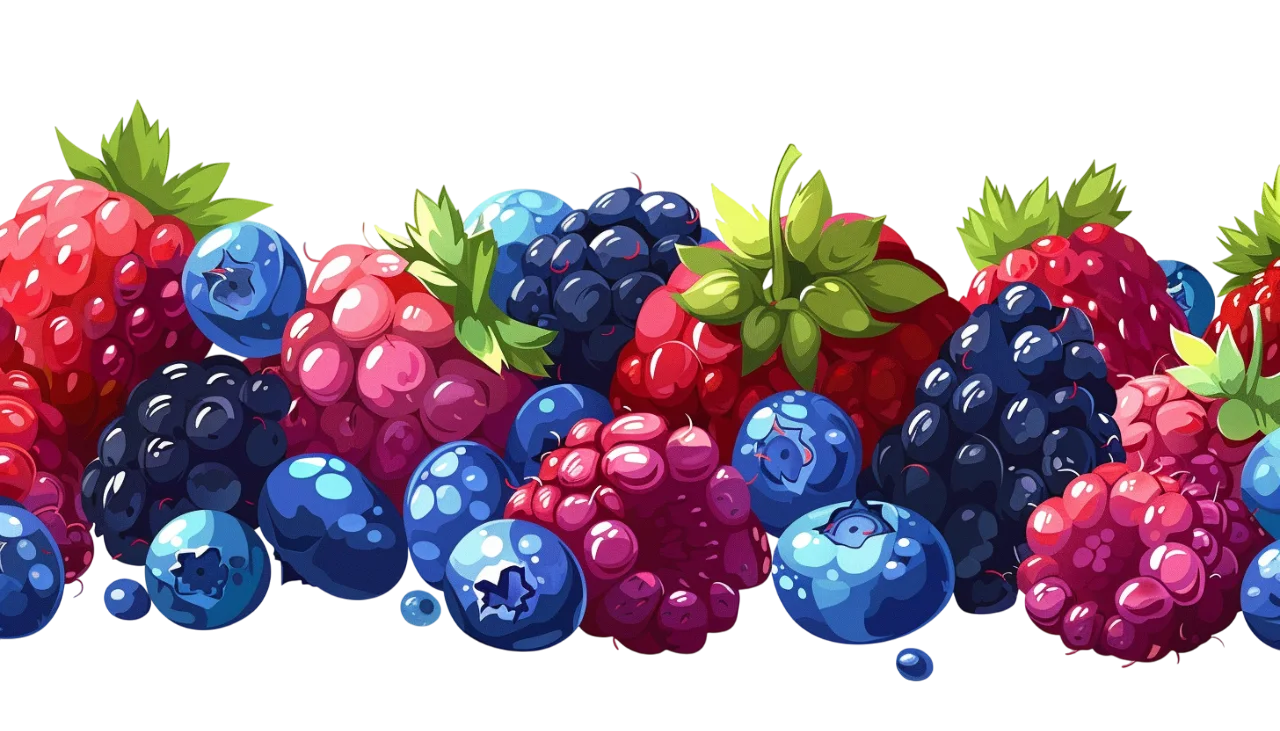 Colorful Berry Border Illustration Free PNG
