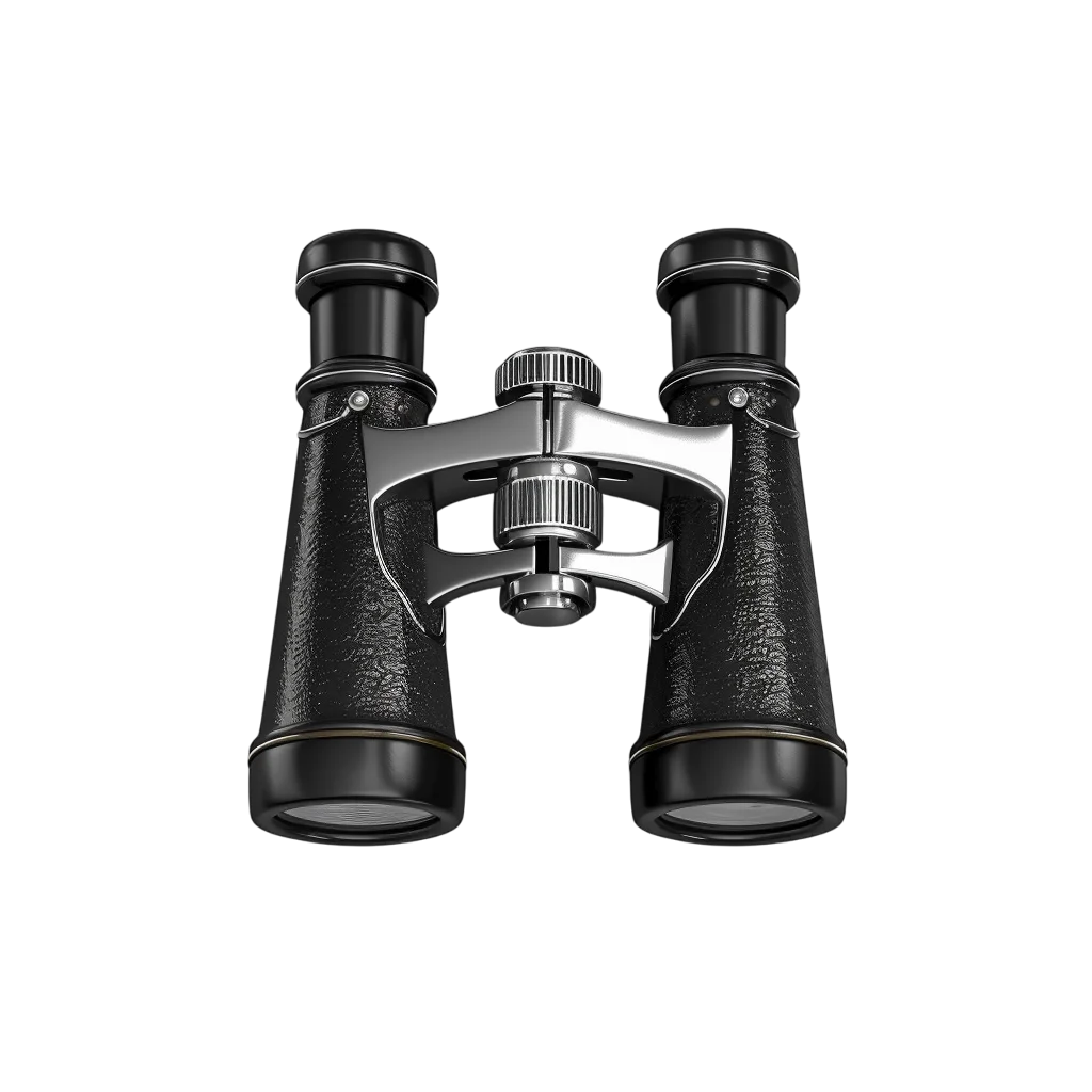 Black Binoculars with Silver Focus Wheel Free PNG
