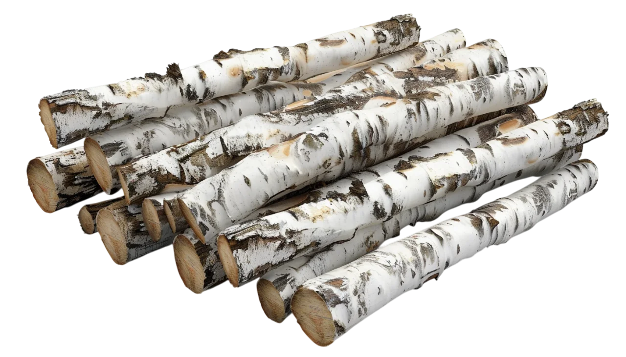 Stack of White Birch Logs on Black Background | Free PNG