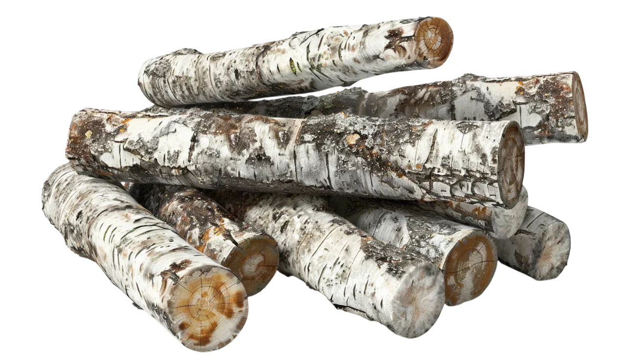 Stacked Birch Logs with Cut Ends Free PNG