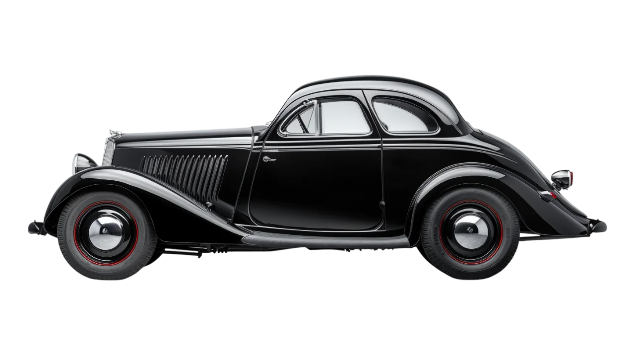 Glossy Black Vintage Coupe Car Free PNG