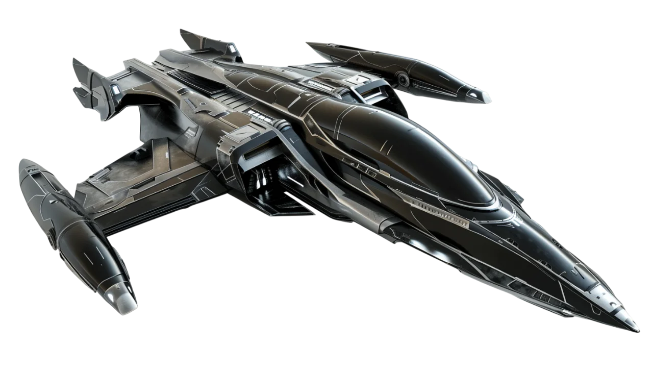 Futuristic Gray Sci-Fi Starfighter | Free PNG