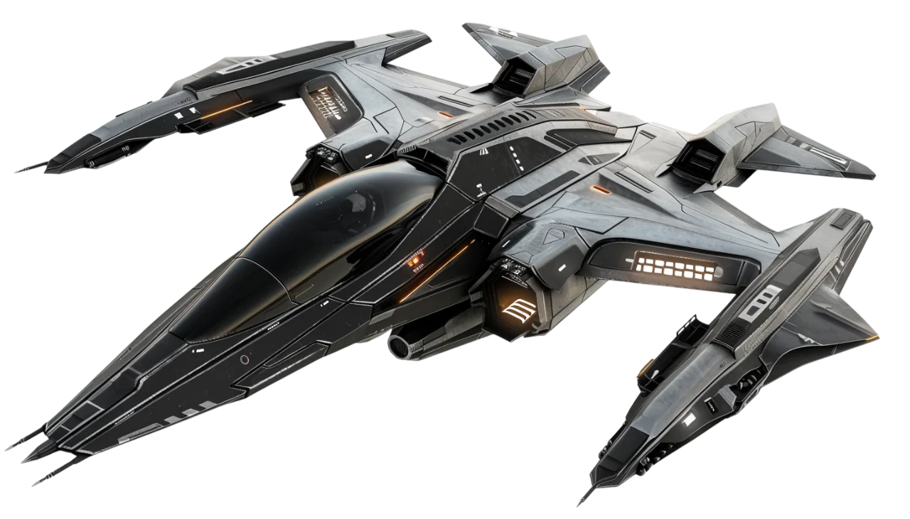 Futuristic Gray Spaceship Fighter Free PNG