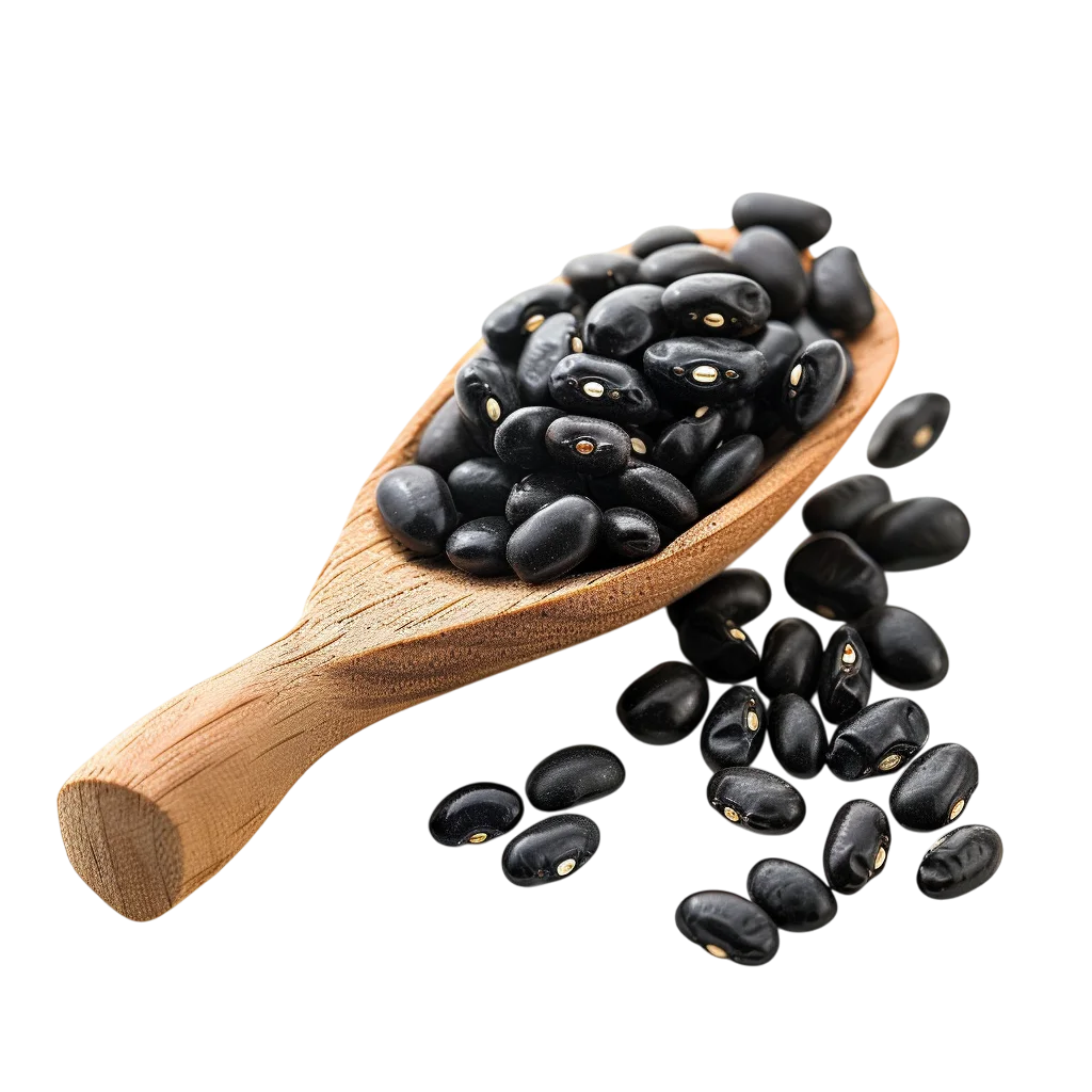 Black Beans in a Wooden Spoon Free PNG