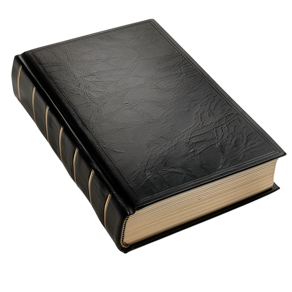 Closed Black Leather Book with Embossed Cover Free PNG
