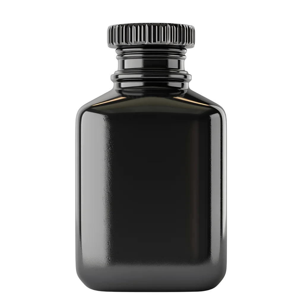 Blank Black Glass Bottle with Silver Cap - Free PNG