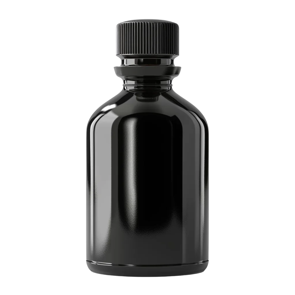 Glossy Black Bottle with Ribbed Cap Free PNG