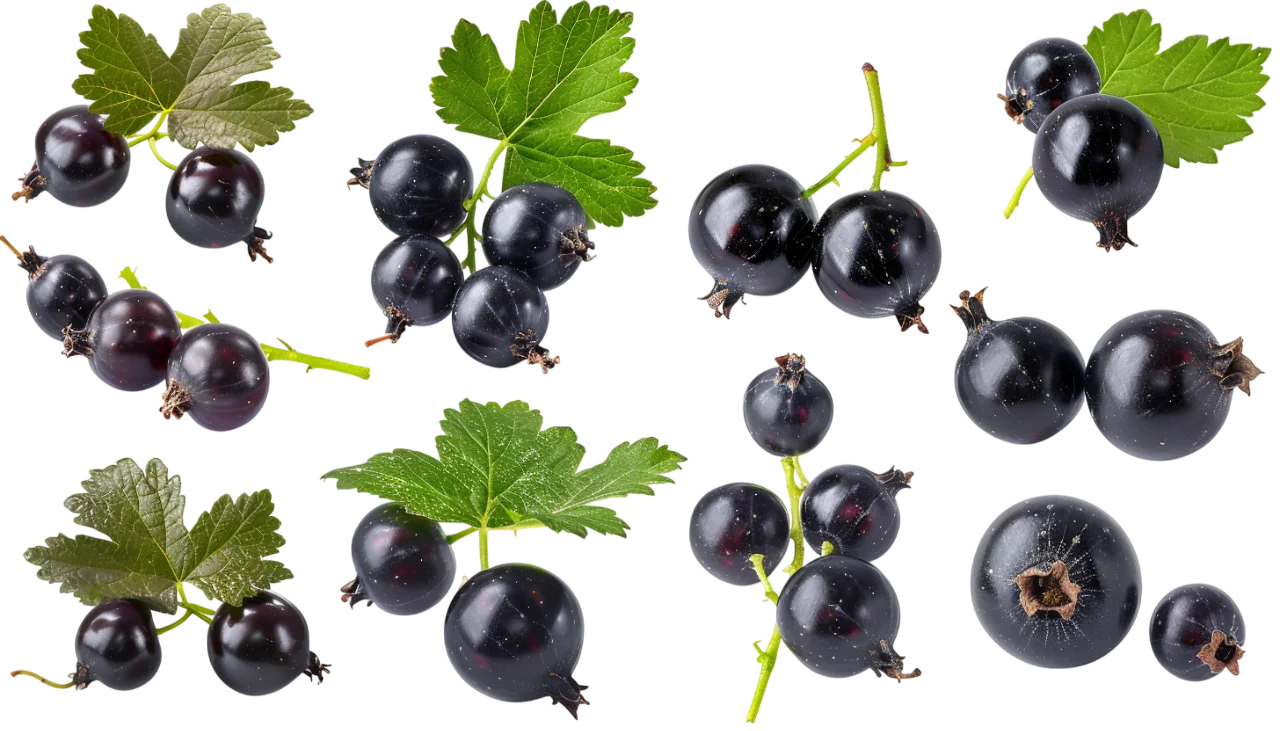 Blackcurrant Berries and Leaves Free PNG