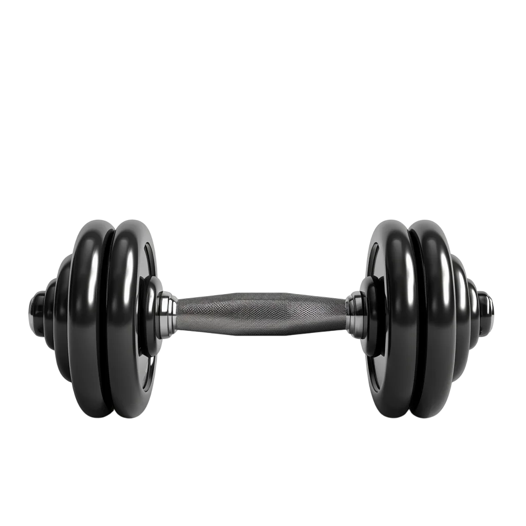 Black Adjustable Dumbbell with Textured Grip Free PNG