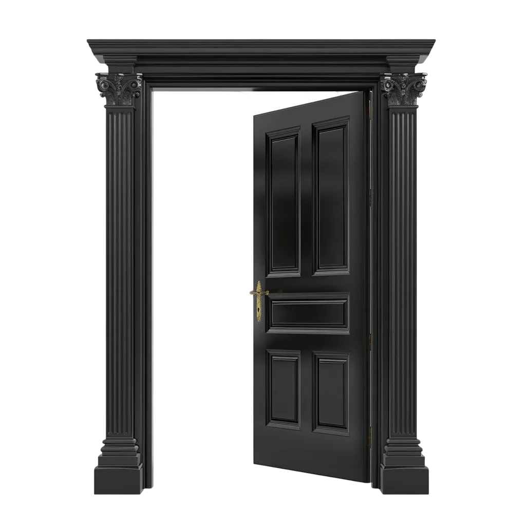Ornate Black Open Doorway with Classical Frame Free PNG