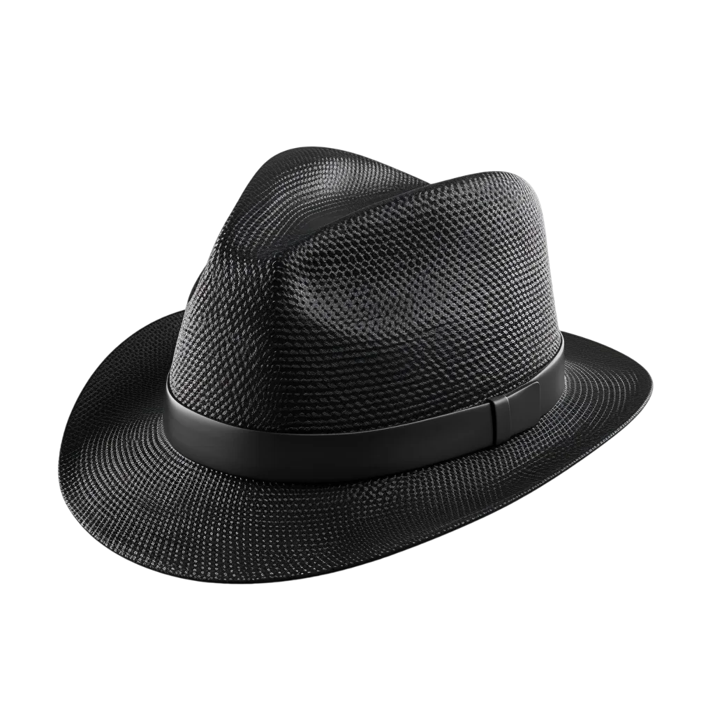 Black Woven Fedora Hat with Band | Free PNG