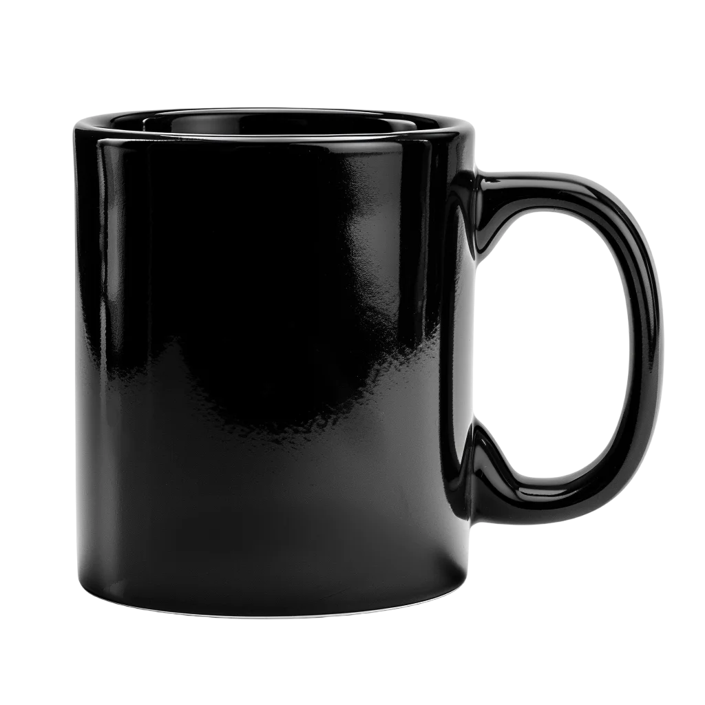 Glossy Black Coffee Mug with Handle – Free PNG