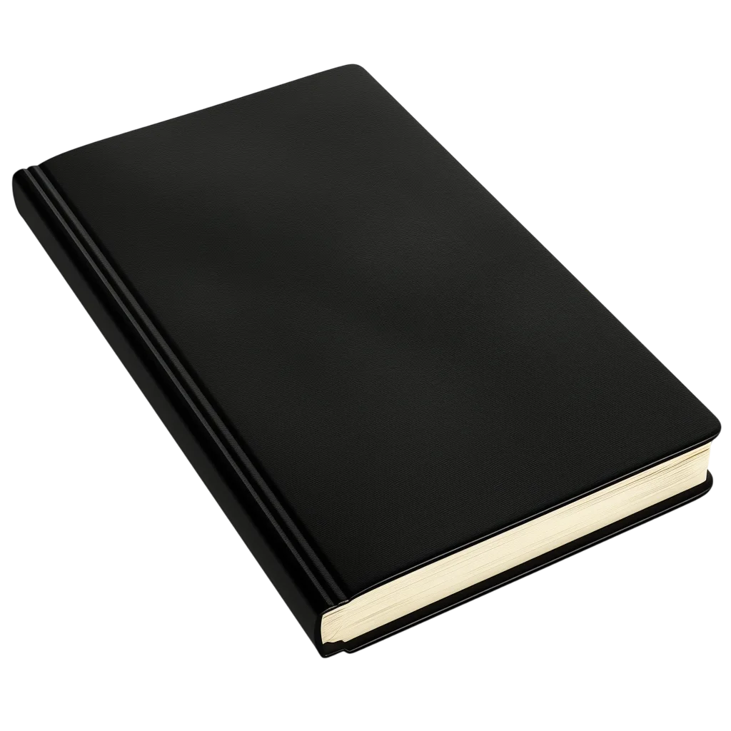 Closed Black Hardcover Book with Cream Pages | Free PNG
