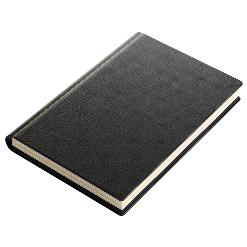 Blank Black Hardcover Notebook at an Angle | Free PNG