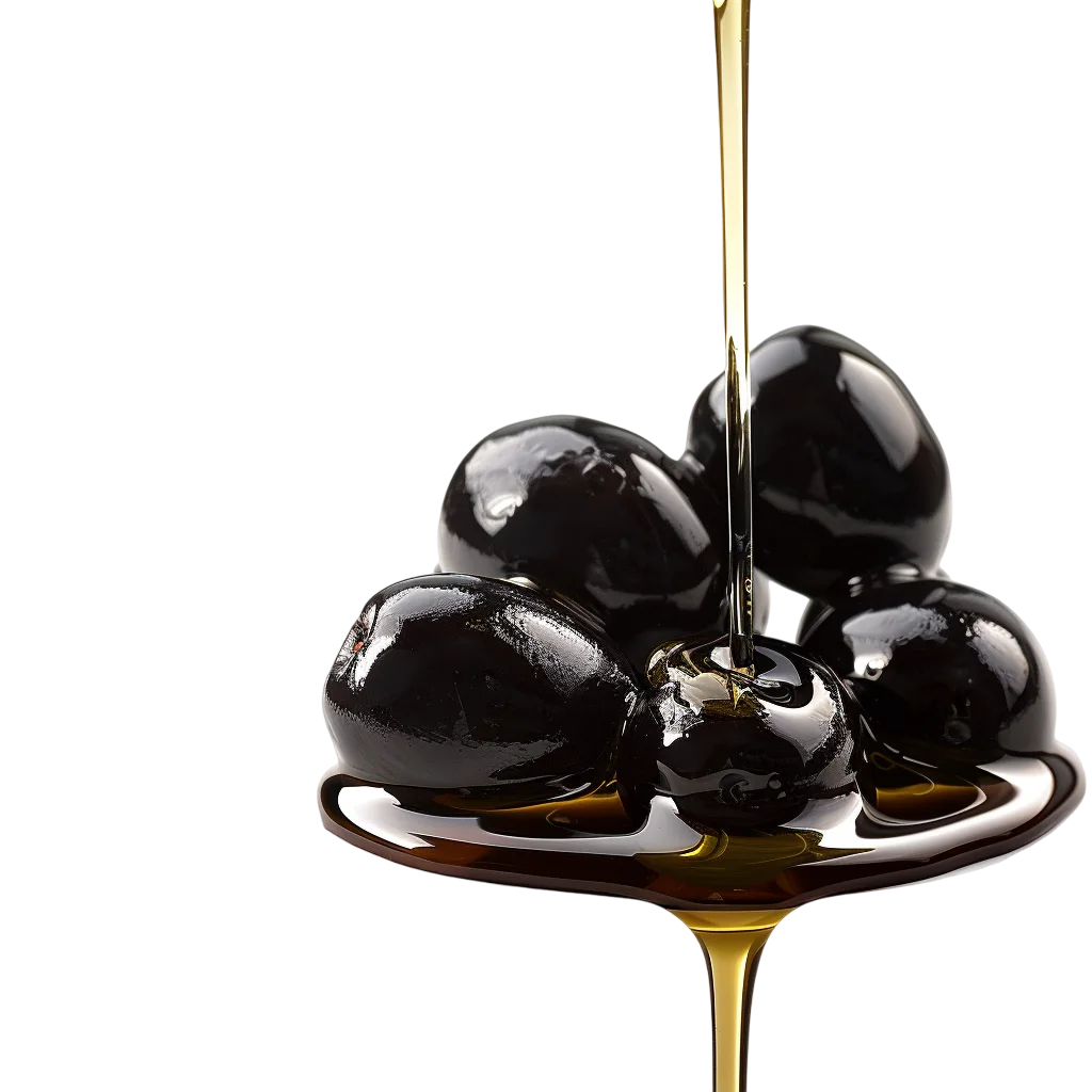 Glossy Black Olives Drizzled with Olive Oil Free PNG