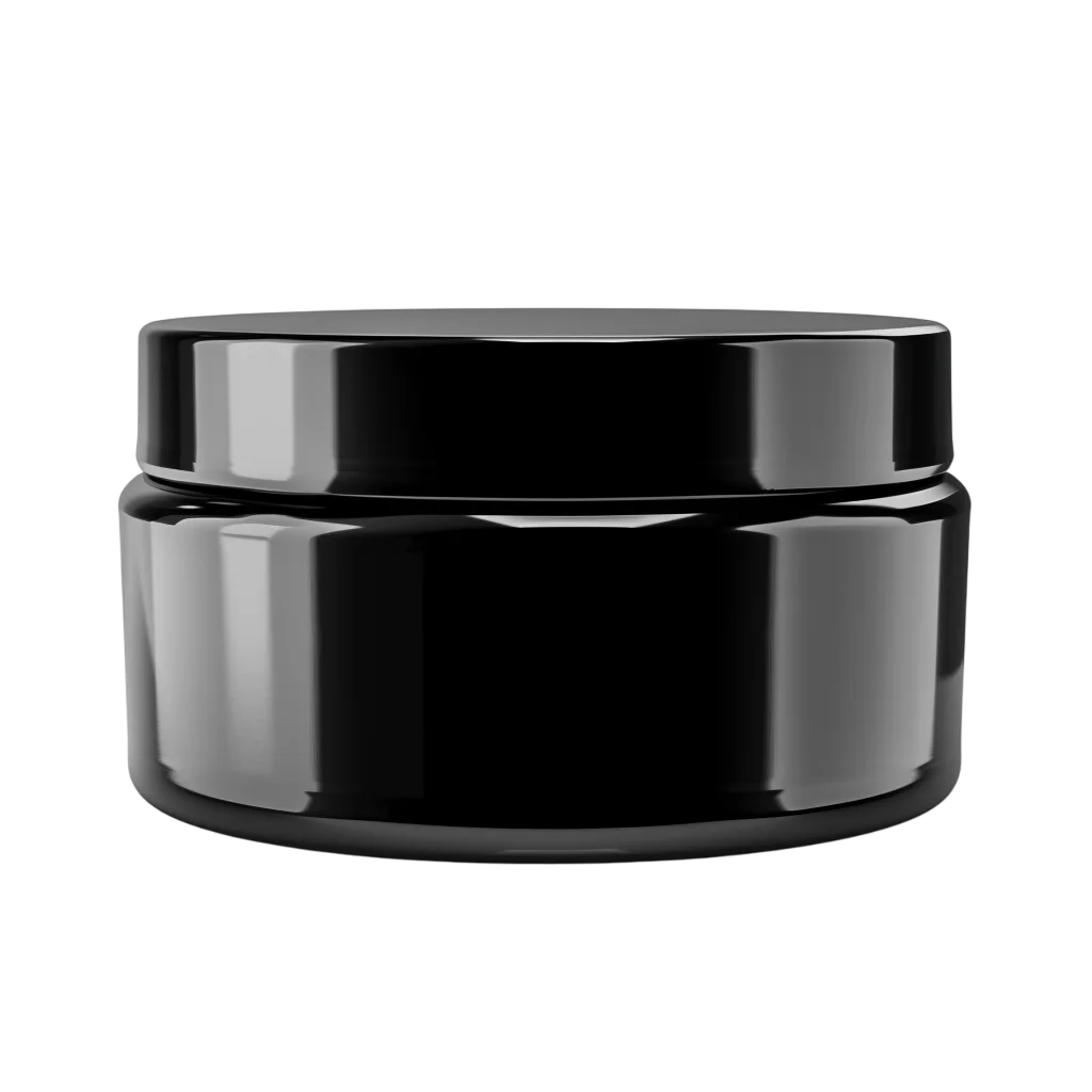Glossy Black Cosmetic Jar with Screw Lid Free PNG
