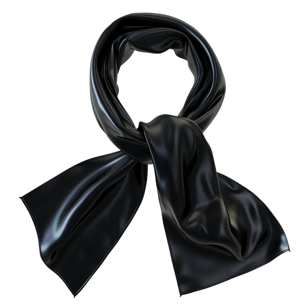 Glossy Black Scarf in a Loose Knot – Free PNG