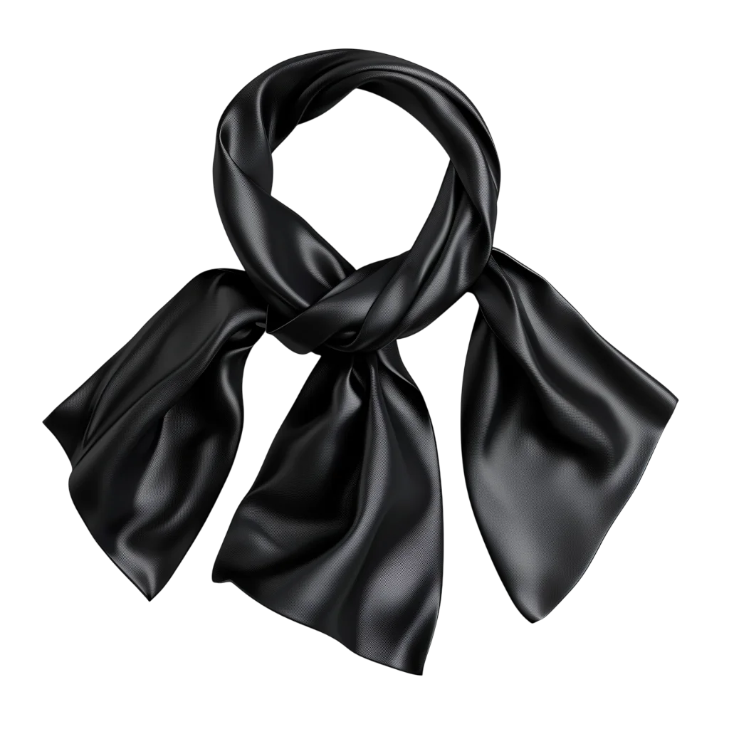 Glossy Black Satin Scarf Knot - Free PNG
