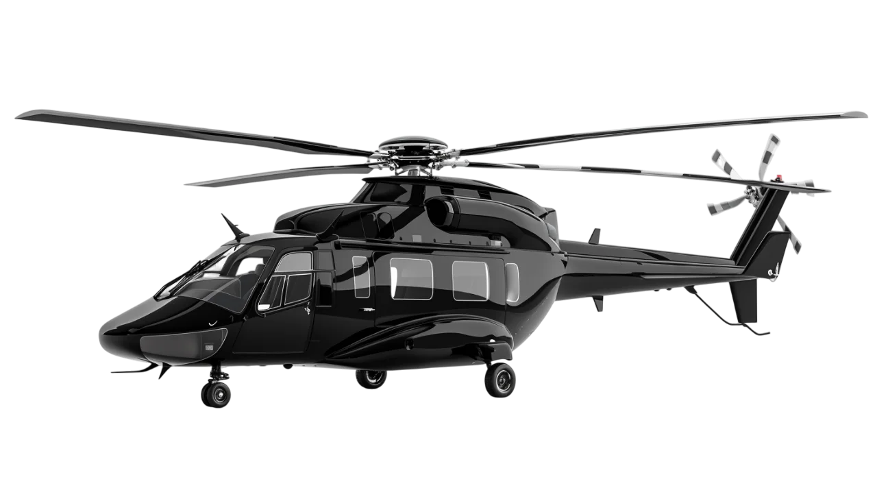 Black Luxury Helicopter in Side View – Free PNG