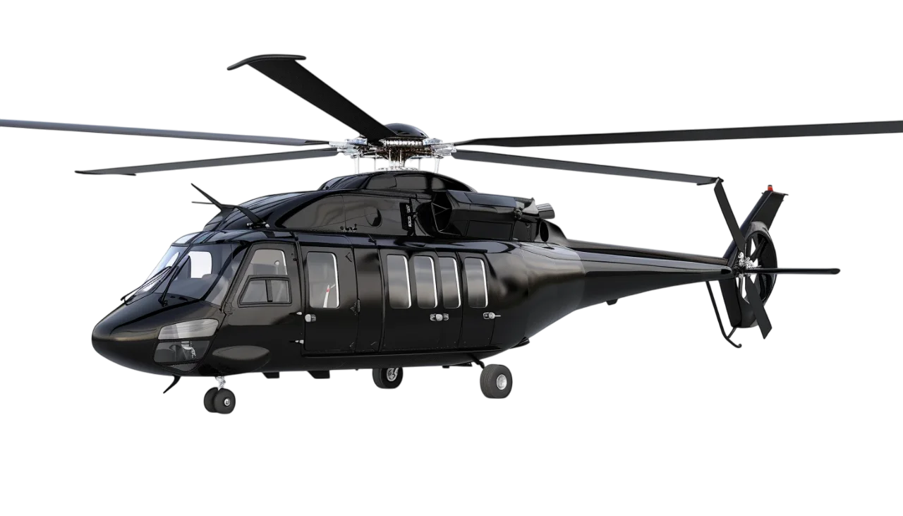 Black Utility Helicopter in Side View | Free PNG