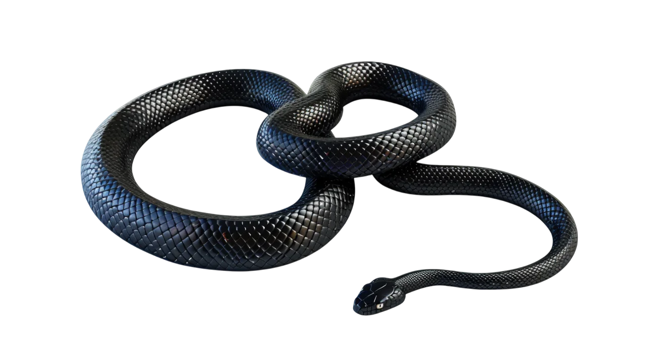 Coiled Glossy Black Snake with Blue Highlights Free PNG