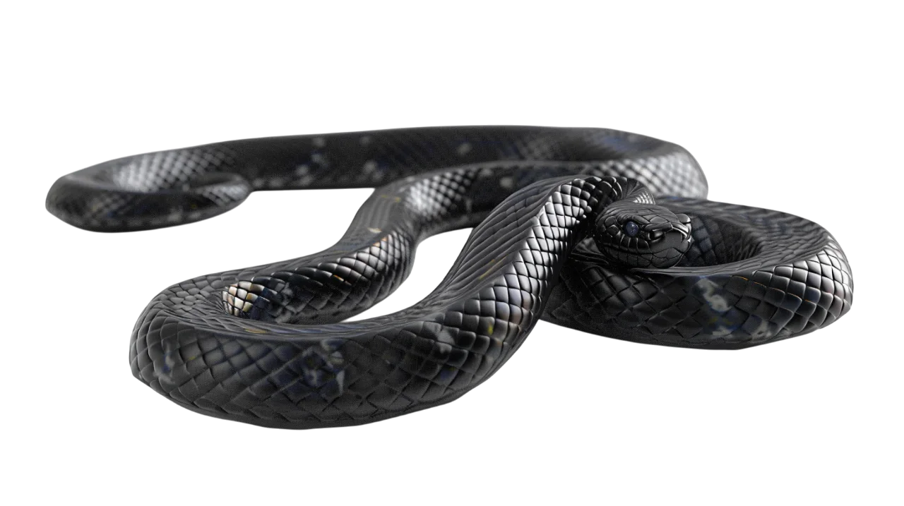 Glossy Black Coiled Snake Free PNG