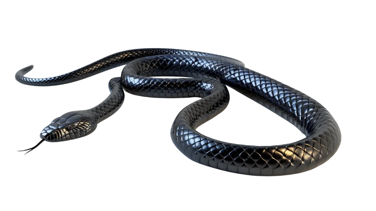 Glossy Coiled Black Snake Free PNG