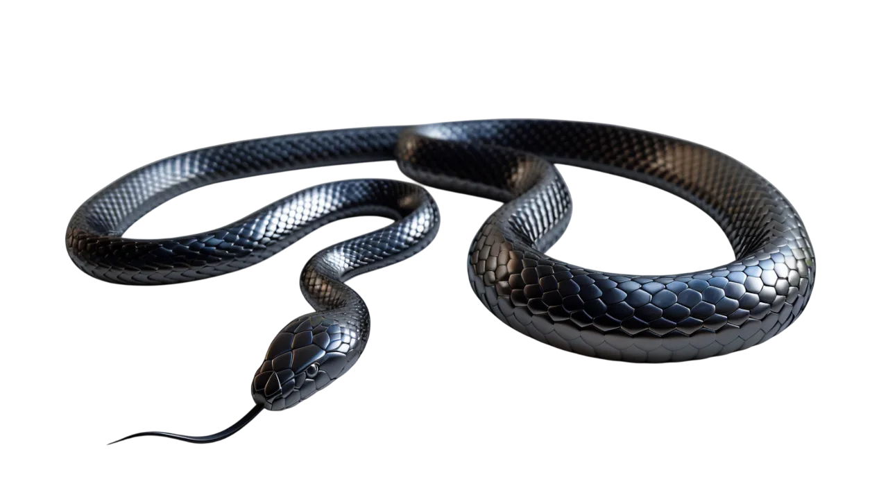 Glossy Coiled Black Snake – Free PNG