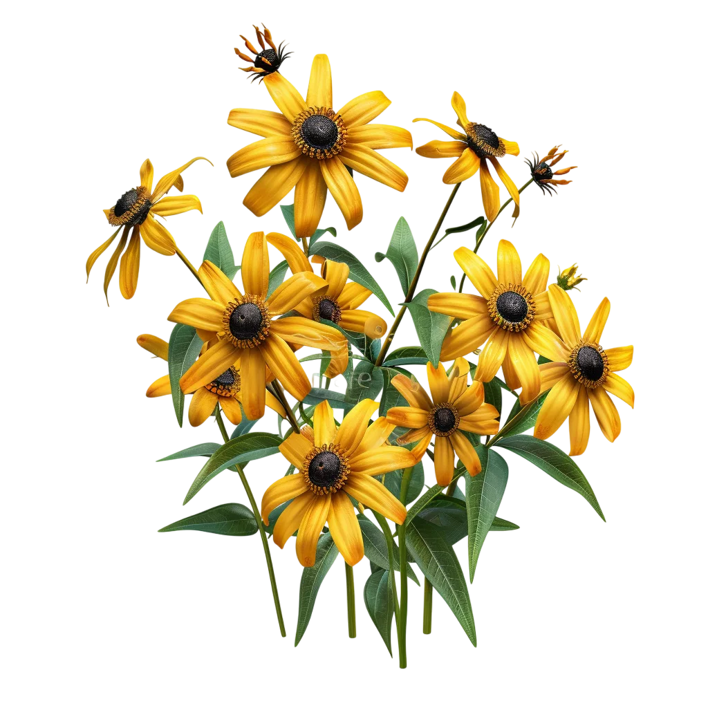 Golden Black-Eyed Susan Flower Cluster Free PNG