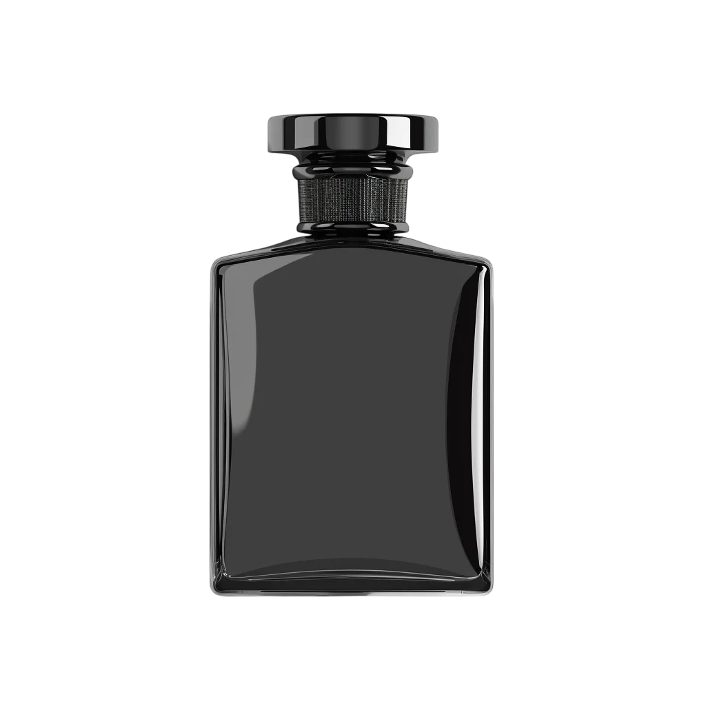 Glossy Black Perfume Bottle with Cap | Free PNG