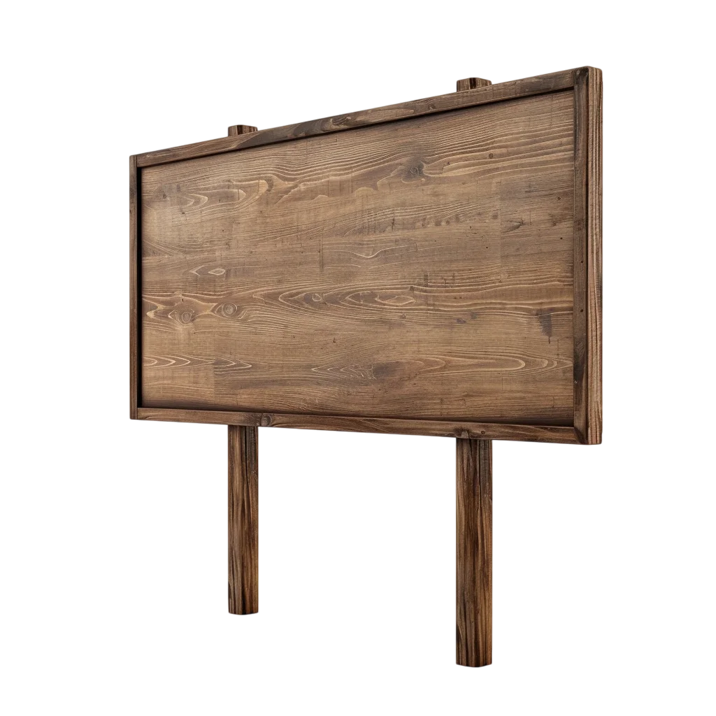 Rustic Blank Wooden Signboard on Posts - Free PNG