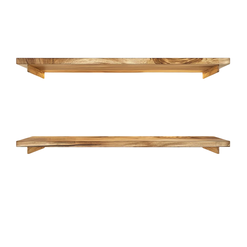 Pair of Wooden Wall Shelves with Brackets | Free PNG